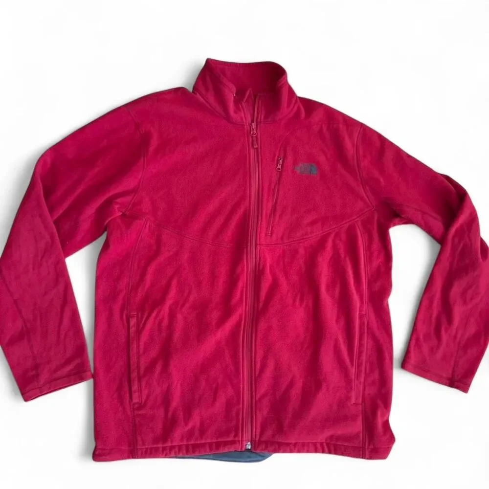 The North Face Red Fleece Full-zip Light Jacket Men's Size XL